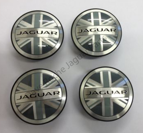 XK XKR 4 x Jaguar Union Jack Wheel Centre Cap / Badges also fit X-type S-type XK XJ XF